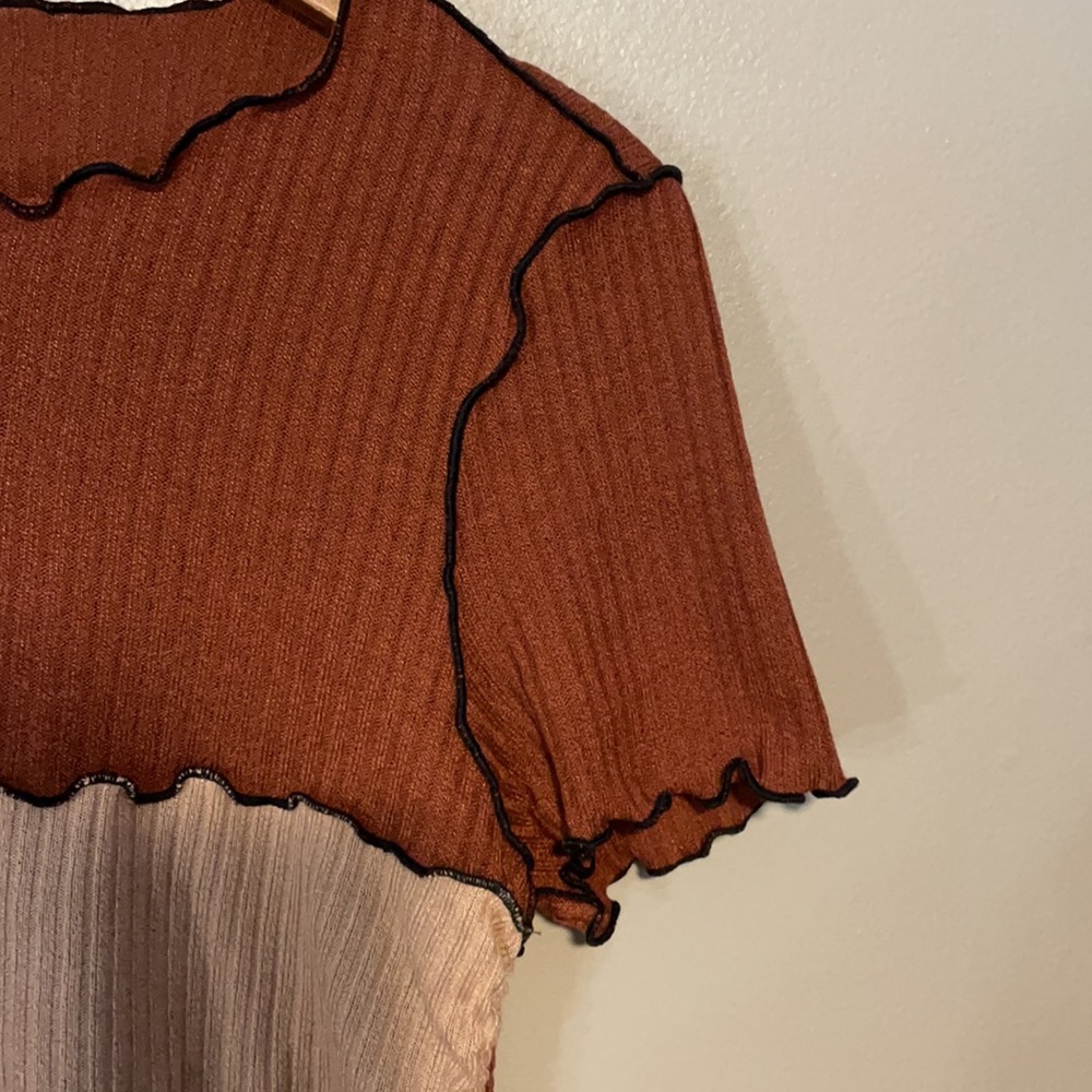 Shein Brown Color Block Top - Picture 3 of 11